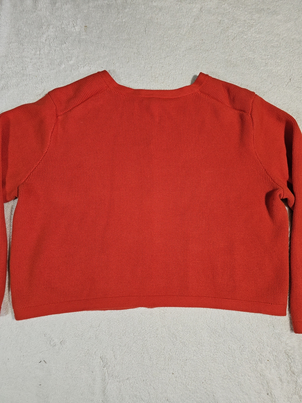 J. Crew Red Cropped Crewneck Cardigan with Gold Buttons. - Picture 10 of 13